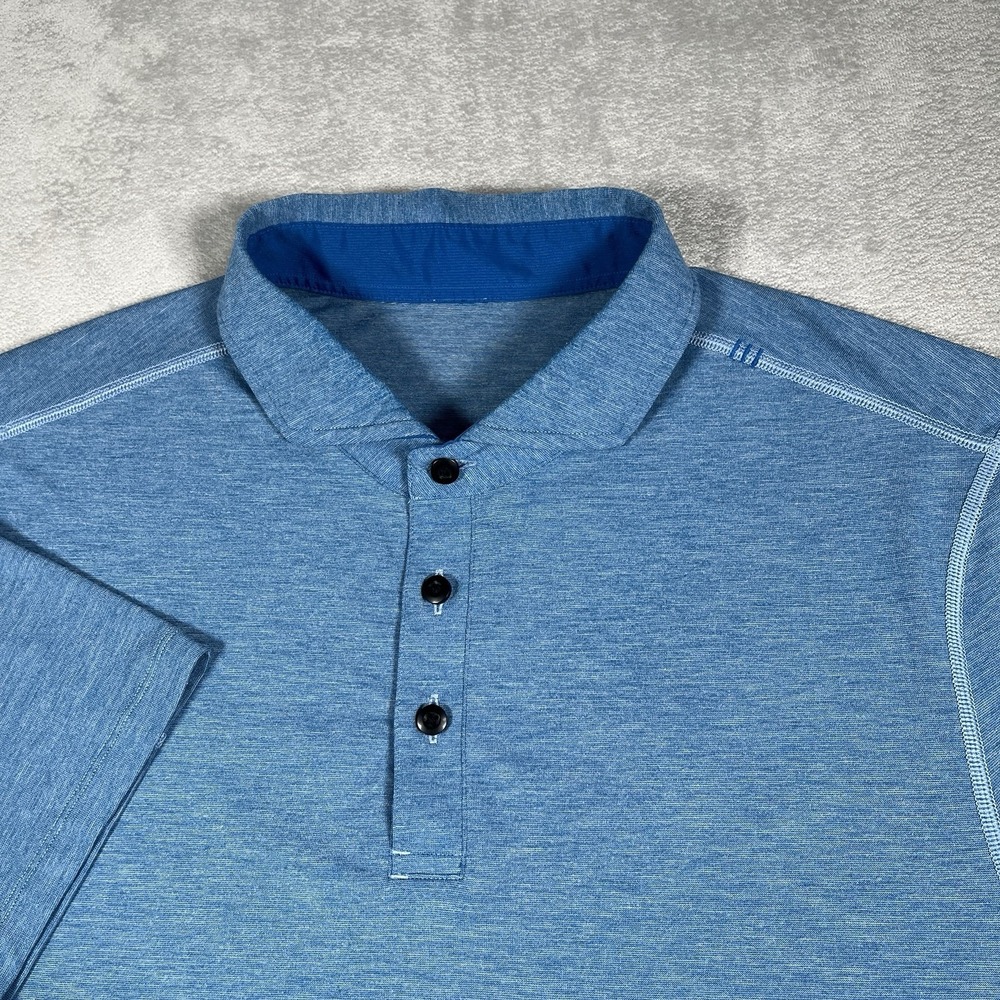 Lululemon Metal Vent Tech Short Sleeve Polo Men Medium Blue Heathered Golf Shirt